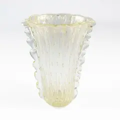 Ercole Barovier, Prod. Barovier&Toso, transparent glass and gold leaf vase