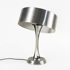 Oscar Torlasco, Prod. Lumi, chromed metal and satin glass table lamp