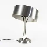 Prod. Lumi by Oscar Torlasco, chromed metal and satin glass table lamp, offered Jun 2026