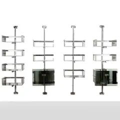 Vittorio Introini, Prod. Saporiti, 1969, Bookcase mod. P700 composed of four modules in chromed metal and fume' glass