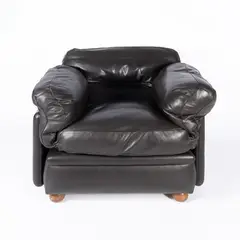 Tito Agnoli, Prod. Poltrona Frau, Poppy mod. armchair in padded leather