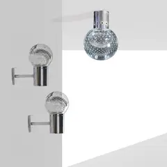 Prod. Archimede Seguso by Gino Sarfatti, set of lamps in silver metal and transparent glass with bubbles, offered Jun 2026