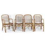 Prod. Bonacina, attributed by Tito Agnoli, four wicker and bamboo armchairs, offered Jun 2026