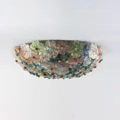 Flavio Poli, Prod. Seguso Vetri d'Arte, 1950, Ceiling lamp in painted metal