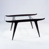 Carlo de Carli, Italian production, coffee table in wood and transparent glass