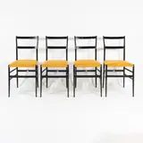 Prod. Cassina by Gio Ponti, 1957, four Superleggera mod. chairs in wood and padded fabric, offered Jun 2026