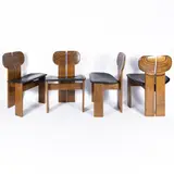 Prod. Maxalto by Afra & Tobia Scarpa, four Africa chairs in wood and padded leather, offered Jun 2026