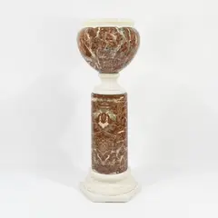 Italian production by Tommaso Barbi, column with polychrome ceramic vase with marble effect, offered Jun 2026