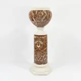 Tommaso Barbi, Italian production, column with polychrome ceramic vase with marble effect