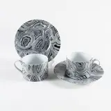 Piero Fornasetti, Prod. Fornasetti, white Malachite collection tea service in painted ceramic