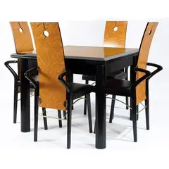 Pierre Cardin, French production, table with four wooden chairs