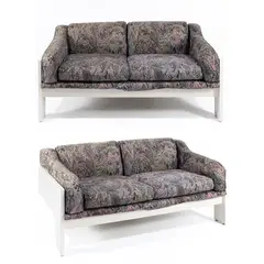 Claudio Salocchi, Prod. Sormani, 1963, pair of Oriolo mod. sofas in painted wood and padded fabric