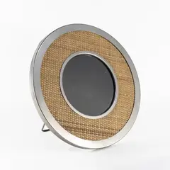Italian production by Tommaso Barbi, Photo frame in silvered metal and wicker, offered Jun 2026