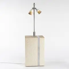 Italian production by Tommaso Barbi, Table lamp in wood and chromed metal, offered Jun 2026