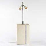 Tommaso Barbi, Italian production, Table lamp in wood and chromed metal