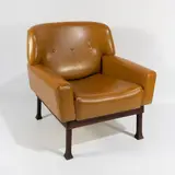 Piero Ranzani, Prod. Elam, Allegra mod. armchair in wood and padded leather