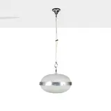 Sergio Mazza, Prod. Artemide, chromed metal and pressed crystal suspension lamp