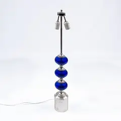 Gaetano Sciolari, Prod. Sciolari, Br mod. table lamp in chromed metal and colored glass