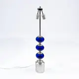 Gaetano Sciolari, Prod. Sciolari, Br mod. table lamp in chromed metal and colored glass