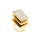 for Cleto Munari, 18kt yellow gold and diamond ring by Ettore Sottsass, 1984, brilliant cut diamonds circa, offered May 2026