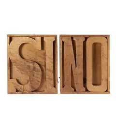 "Si/No" by Mario Ceroli, 1972, multiple in Russian red pine wood, offered Mar 2026