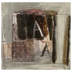 Giorgio Celiberti, "Graffiti on the wall", mixed media on cardboard applied on panel