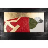 Giuseppe Madaudo, "Mao", mixed media and oxidized gold leaf on panel