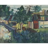 Giovanni Omiccioli, "Landscape with houses", oil on canvas