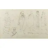 Corrado Cagli, "Studi per Semiramide - Mantello sumerico", 1962, Indian ink on rice paper