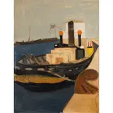 Carlo Quaglia, "Barca ormeggiata", oil on masonite Provenance: Carlo Quaglia Family Collection