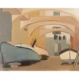 Carlo Quaglia, "Barche in Liguria", oil on panel Provenance: Carlo Quaglia Family Collection