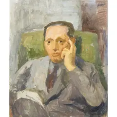 "Portrait of Goffredo Petrassi" by Luigi Montanarini, 1950, oil on canvas, offered Mar 2026
