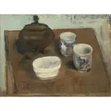 Guglielmo Janni, "Still life with cups", 1931, oil on canvas applied as a panel