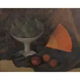 Clelia Bellocchio, "Still life with fan", oil on hardboard