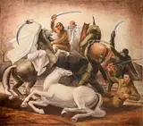 Antonio Giuseppe Santagata, "The battle", tempera on canvas