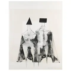 Lynn Chadwick, "Two standing figures", 1973, color lithograph