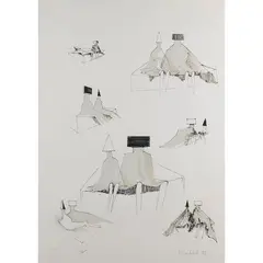 Lynn Chadwick, "Sketches for Seated Couples", 1973, color lithograph
