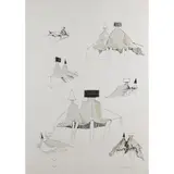 Lynn Chadwick, "Sketches for Seated Couples", 1973, color lithograph