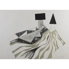 Lynn Chadwick, "Reclining Couple", 1973, color lithograph