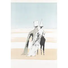 Lynn Chadwick, "Two figures in a landscape", 1973, color lithograph