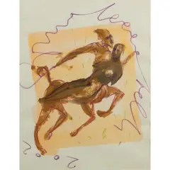 Bruno Ceccobelli, "Omaggio a Marino Marini", 2002, mixed media on cardboard