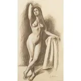 Gregorio Sciltian, "Female Nude", charcoal and pastels on paper