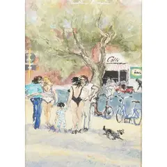 Walter Piacesi, "Viale adriatico in estate", 1999, mixed media on cardboard