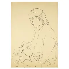 "Man who reads", by Arnoldo Ciarrocchi, indian ink on paper, offered Feb 2026