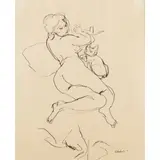 Antonio Scordia, "Nude lying with cat"