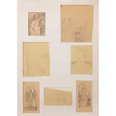 "Untitled" by Carlo Socrate, 1943, seven pencil drawings on paper, offered Feb 2026