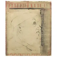 Mario Russo, "Ritratto di Carlo Carrà", 1959, Indian ink and watercolor on paper