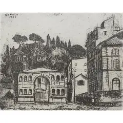"Arch of Janus" by Alberto Ziveri, 1957, etching, offered Feb 2026