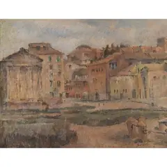 "View of Rome" by Luigi Surdi, oil on cardboard, offered Feb 2026