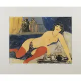 Salvatore Fiume, "Odalisque", color etching and aquatint